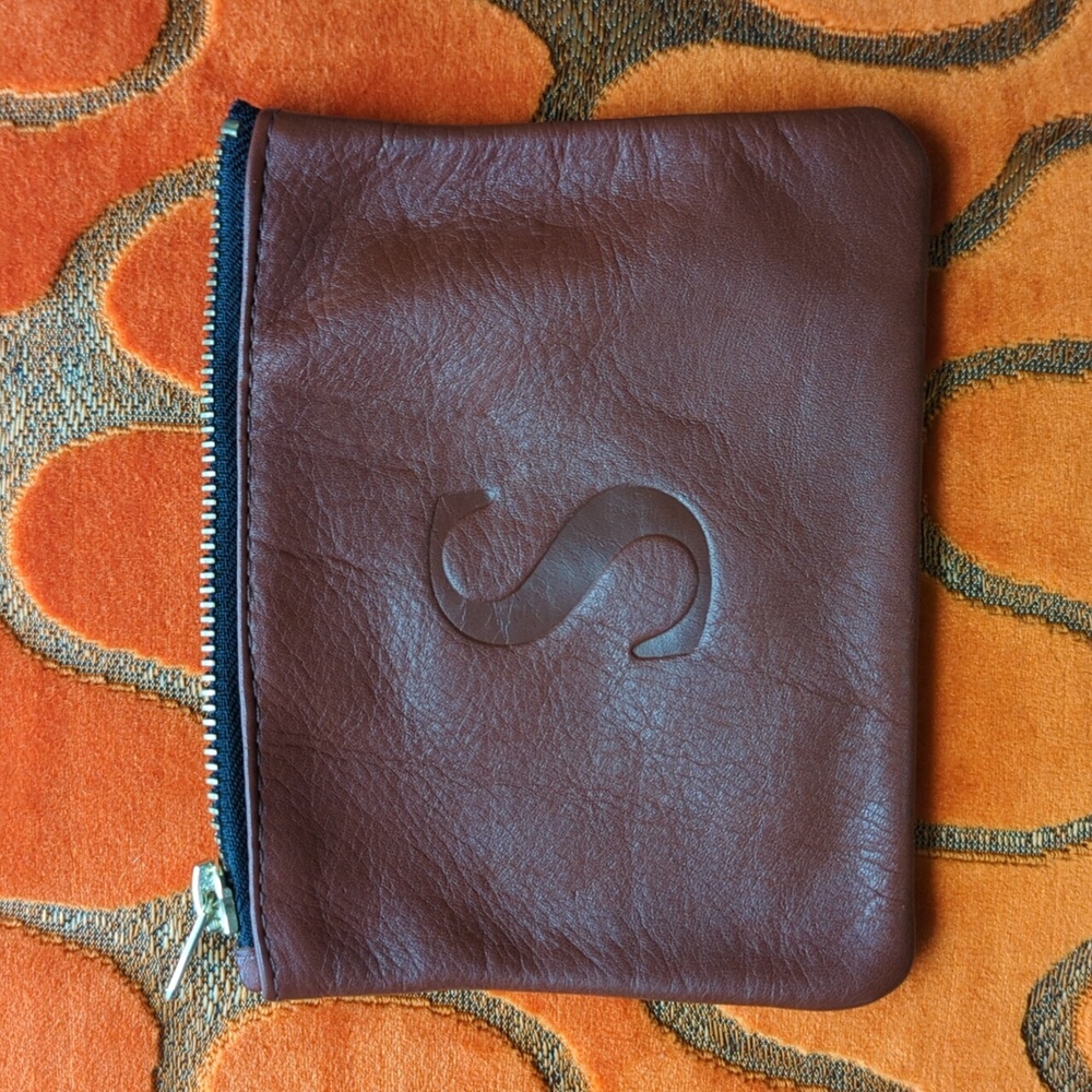 Jesse & Co Vintage Brown Leather Monogrammed Letter S Petit Credit Card Pouch